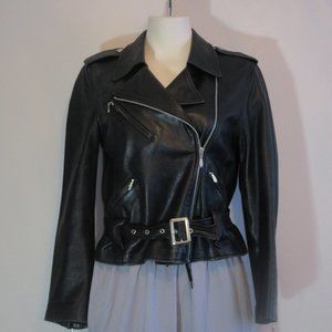 Square One Genuine Real Leather Black Women Biker Jacket Made UK  Small